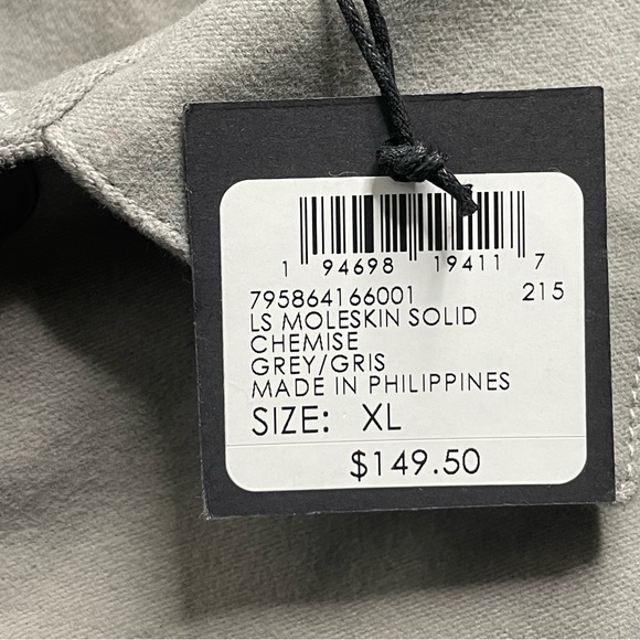 CLUB MONACO Men’s Long Sleeve Moleskin Solid Chemise Button Down Shirt Jacket - Picture 7 of 12